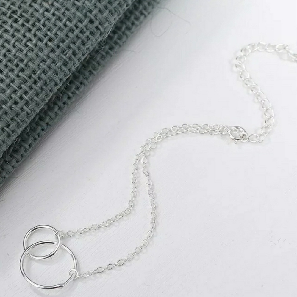 925 Sterling Silver Circle Necklace and Bracelet - Picture 5 of 5